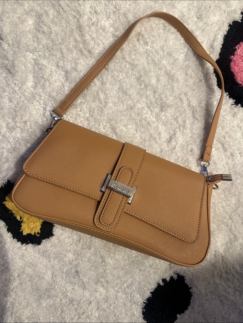Kensie Cognac Shoulder Bag with Silver Hardware